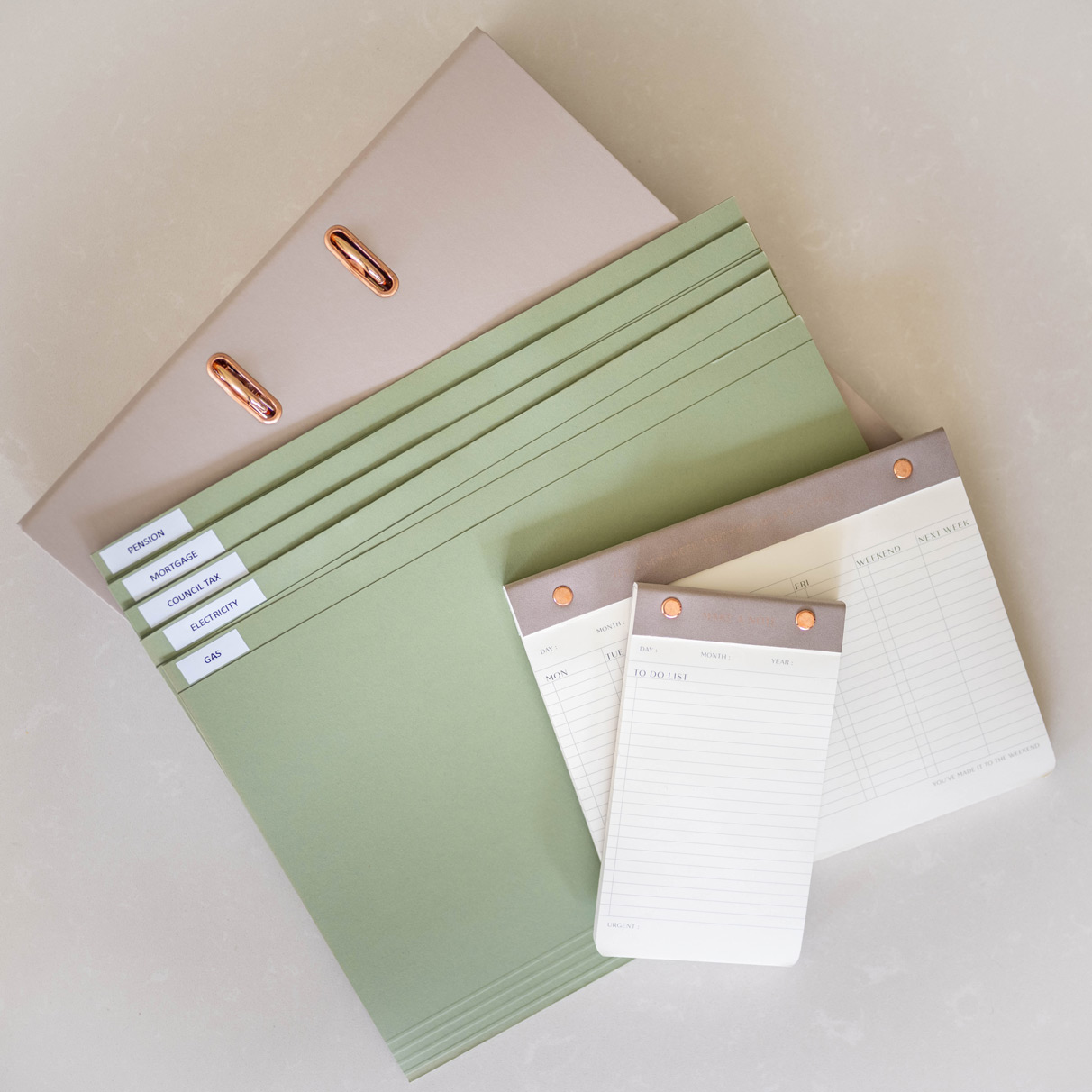 organised paperwork filing folders